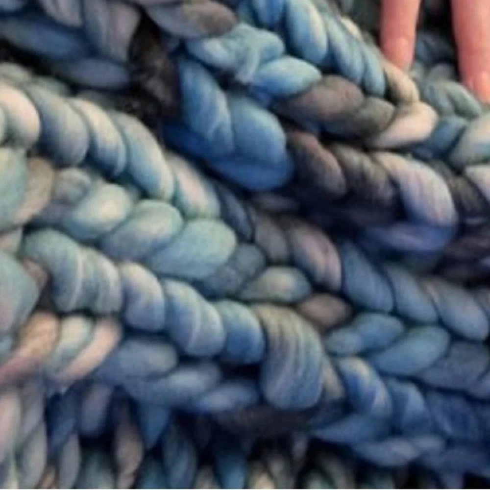 Chunky Wool Knit Throw Blanket